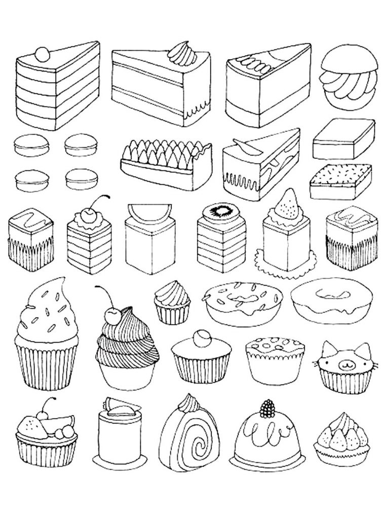 Cupcakes And Little Cakes – Cupcakes Adult Coloring Pages tout Dessin Gateaux