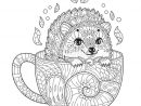 Cute Hedgehog In Cup Coloring Page Zentangle Style tout Coloriage Hérisson À Imprimer