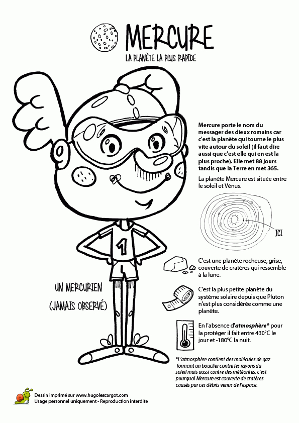 Dessin À Colorier De La Planète Mercure à Systeme Solaire Dessin