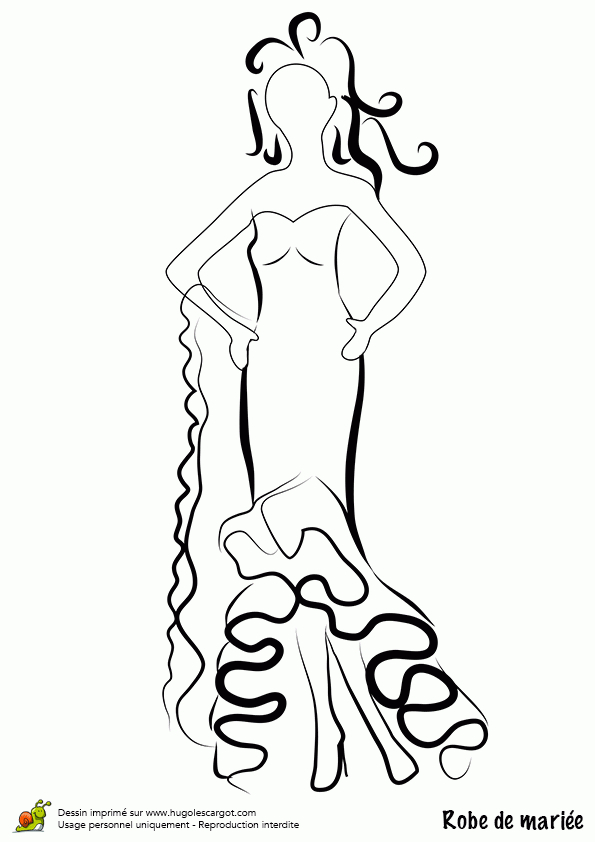 Dessin/Coloriage Robe De Mariée Style Flamenco Avec tout Coloriage Styl? ? Imprimer
