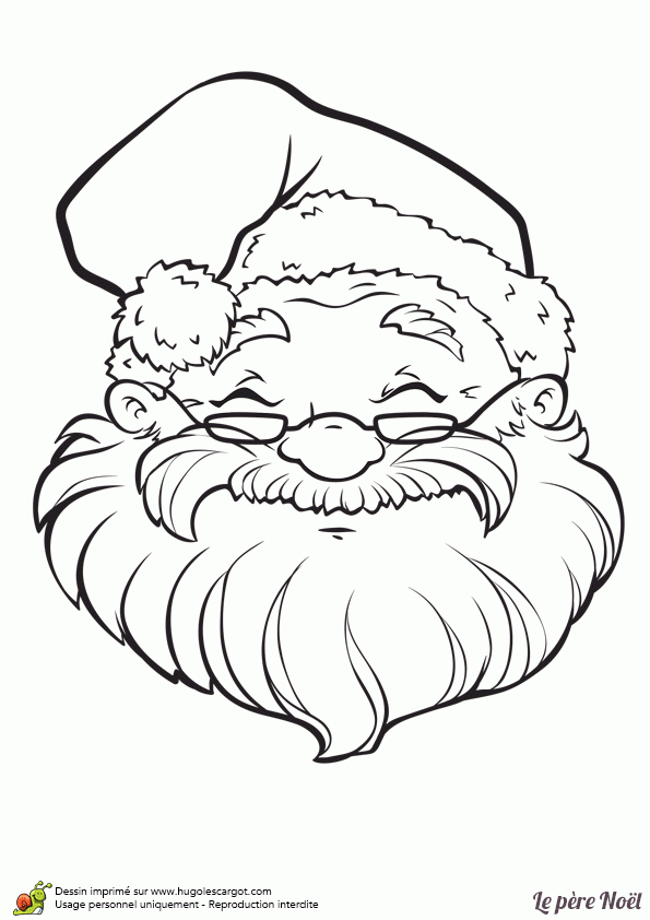 Dessin D’un Magnifique Portrait Du Père Noël À Colorier pour Dessin De Pere Noel A Colorier