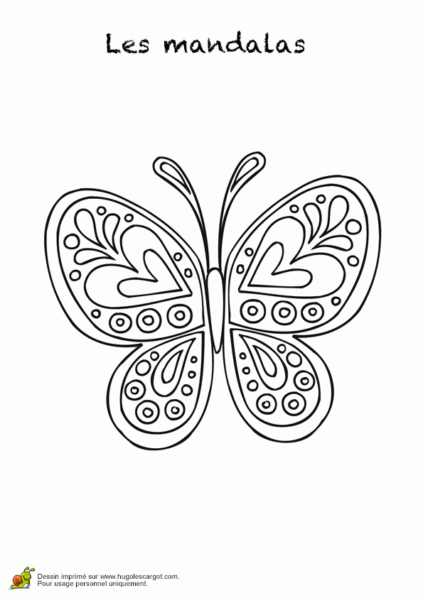Dessin D’un Mandala Papillon, Coloriage Pour Enfants concernant Coloriage Facile À Imprimer