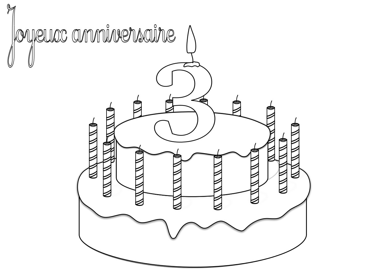 Dessin Gateau D'Anniversaire 3 Ans Lovely Coloriage encequiconcerne Gateau D Anniversaire À Imprimer