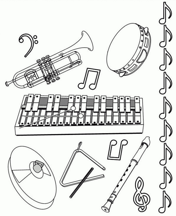 Dessins De Instruments De Musique À Colorier destiné Coloriage Instrument De Musique