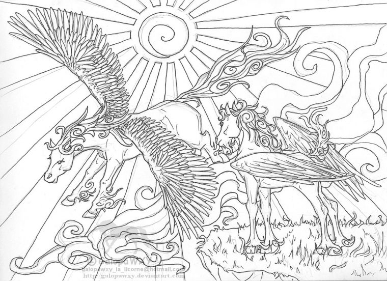 Dessins De Licorne Ailée Pour Colorier En Ligne encequiconcerne Coloriage Licorne En Ligne