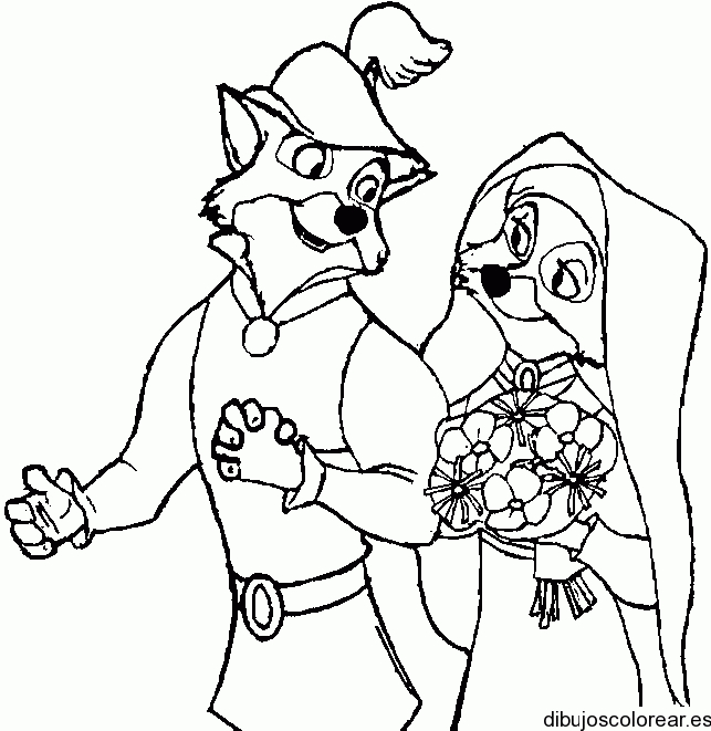 Dibujo De La Boda De Robin Hood Y Lady Marian destiné Coloriage Robin Des Bois