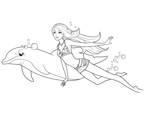 Dibujos De Barbie Sirena Para Colorear concernant Coloriage Barbie Fait Du Surf