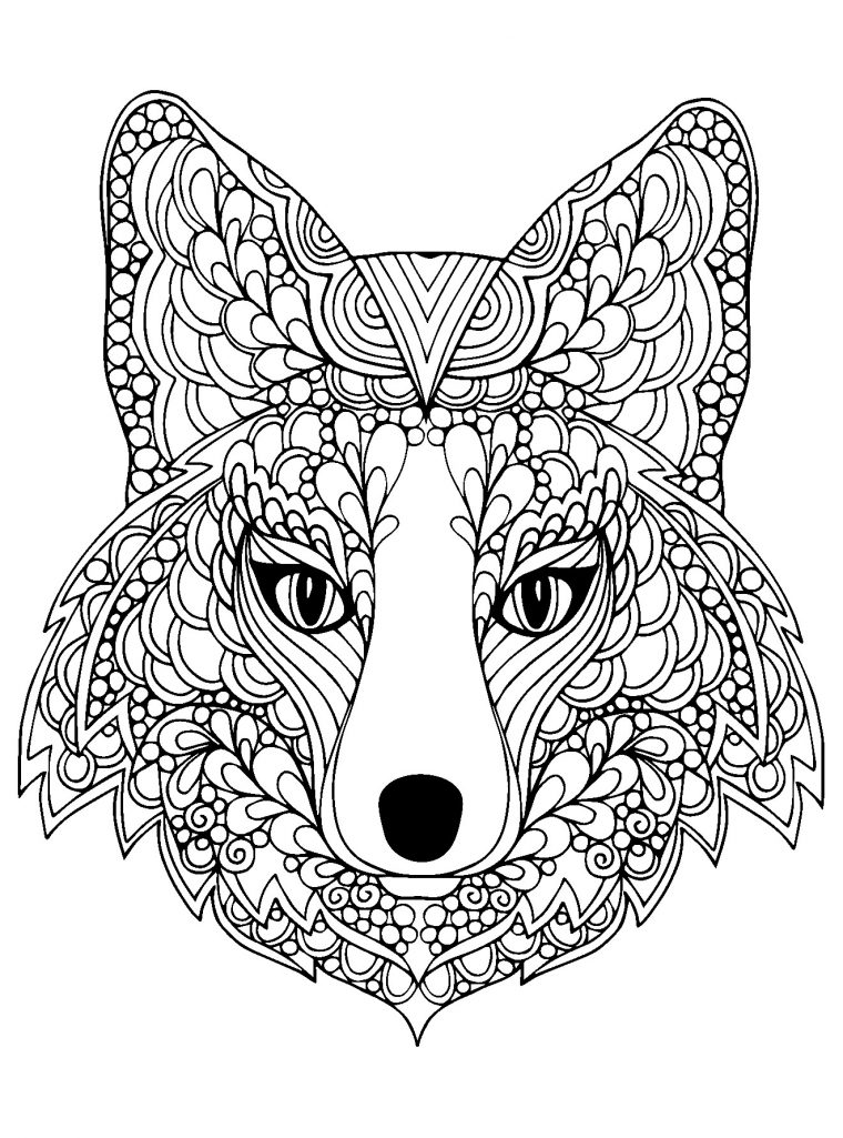 Difficile Tete Renard | Animaux – Coloriages Difficiles dedans Dessin A Colorier D Animaux