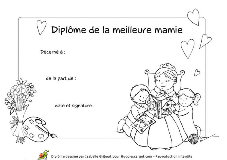 Diplôme De La Meilleure Mamie tout Coloriage Anniversaire Mamie