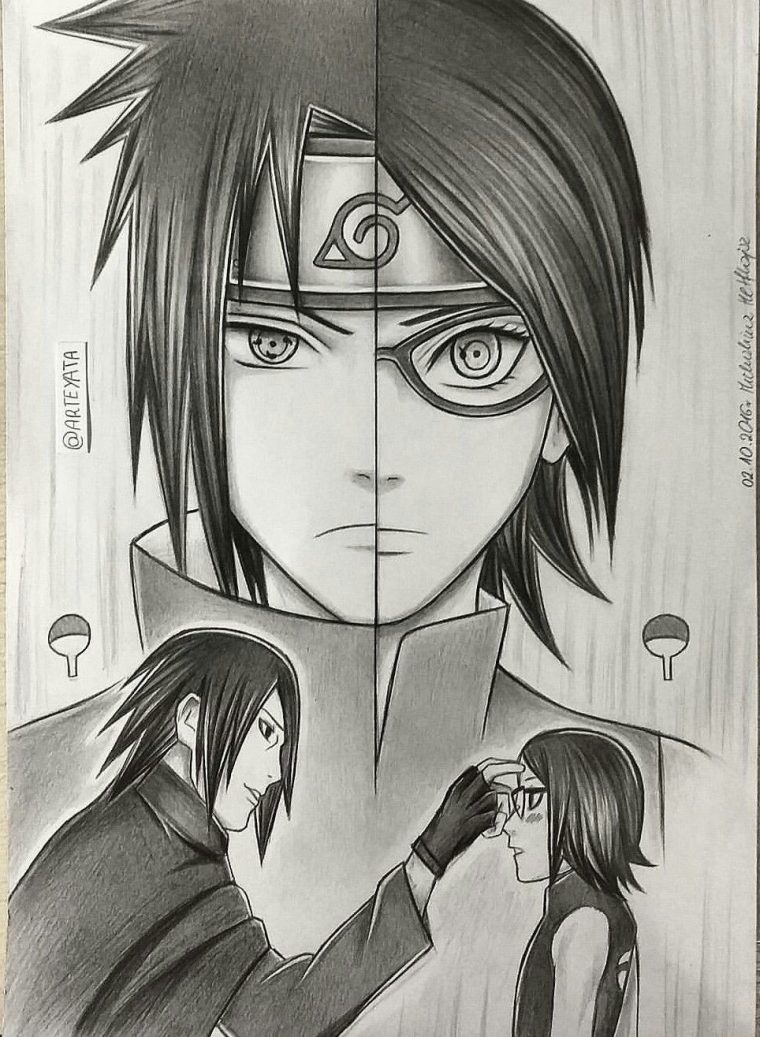 Disegno Sasuke E Sarada | Sasuke, Arte Manga, Naruto Uzumaki à Coloriage Naruto Sasuke