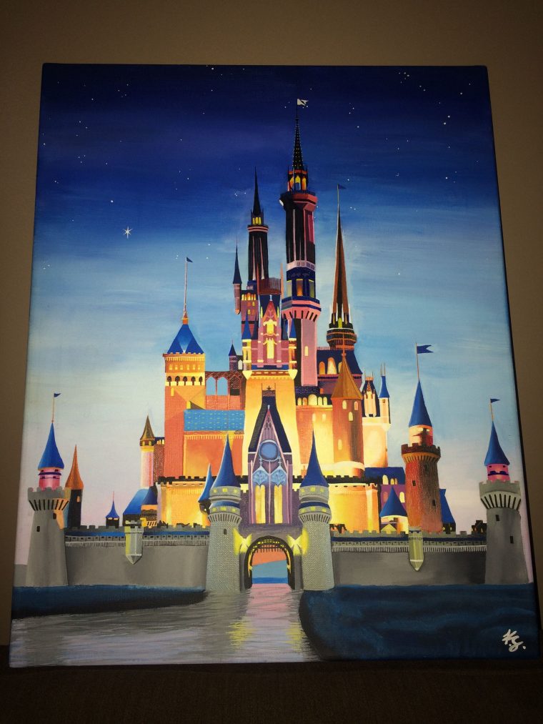 Disney Cinderella Castle Painting On Canvas $300 | Disney dedans Dessin Chateau Disney
