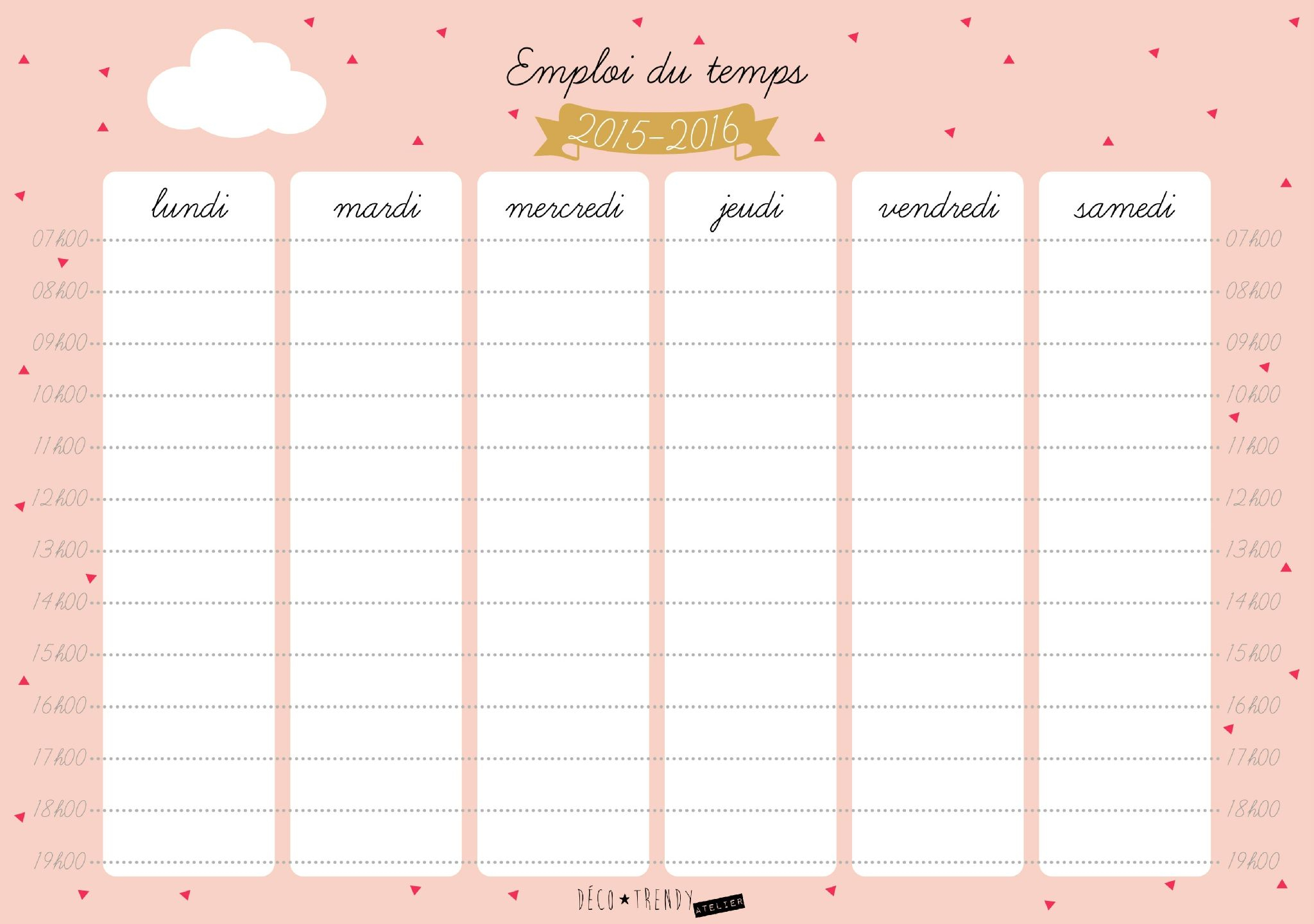 Diy: Joli Planning Pour Jolie Rentrée • - Deco Trendy • A pour Emploi Du Temps À Compléter