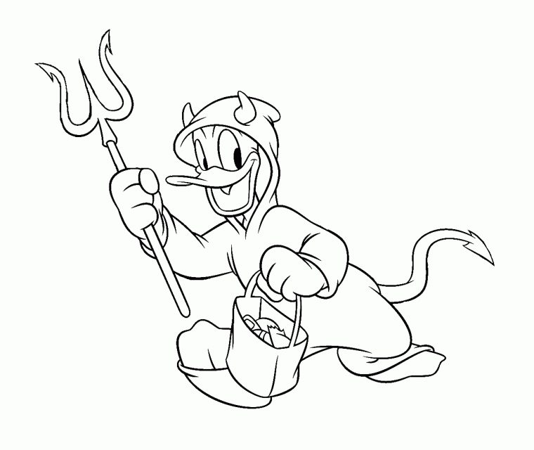 Donald Diable Halloween – Coloriage Donald – Coloriages dedans Dessin Du Diable