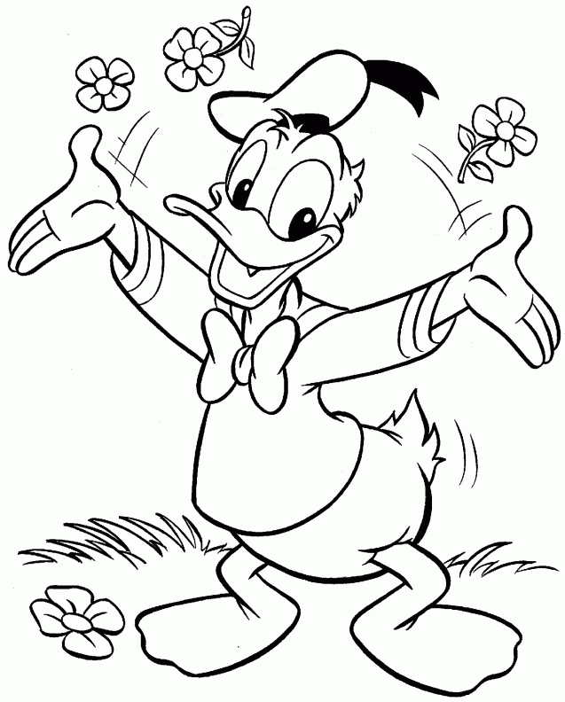 Donald Duck Picking Flowers | Coloring Pages | Coloriage avec Coloriage Donald Duck