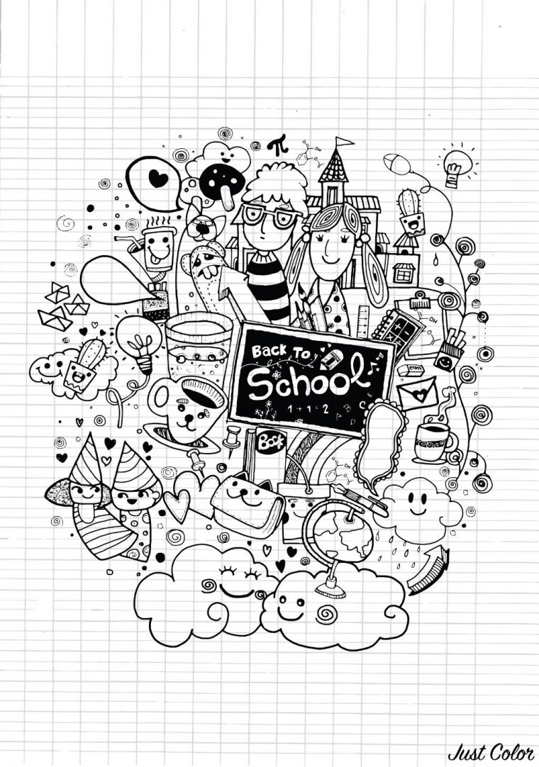 Doodle Rentree Des Classes Sur Cahier – Doodles dedans Coloriage Rentr?E Des Classes