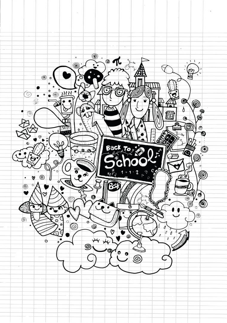 Doodle Rentree Des Classes Sur Cahier - Doodles intérieur Cahier De Coloriages Pour Adultes