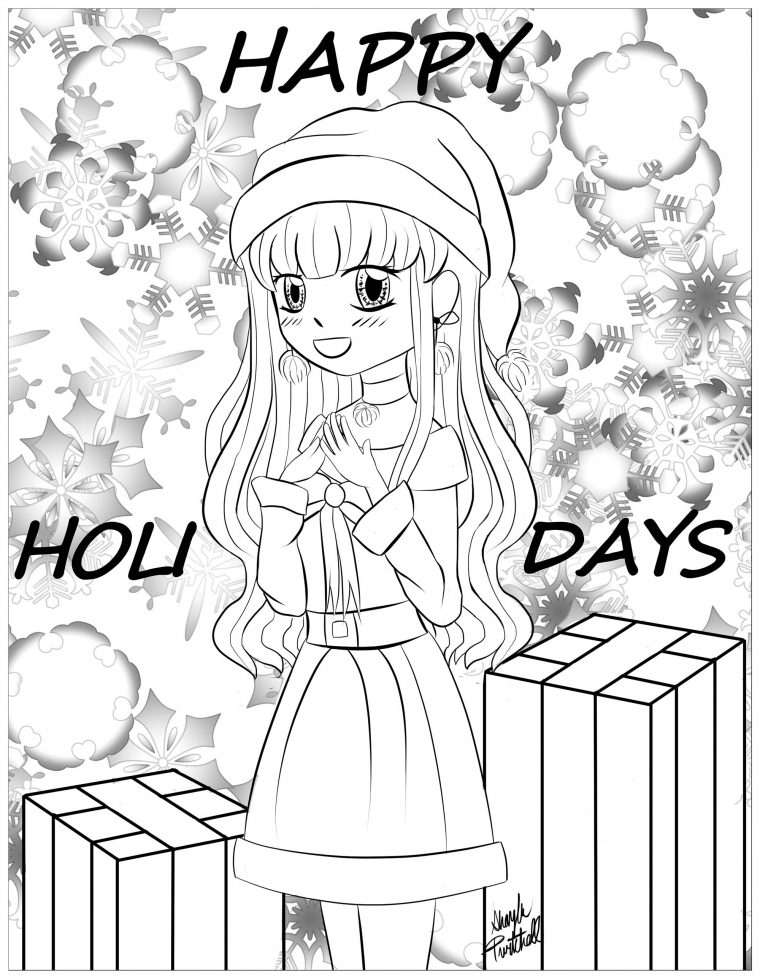 Fille Noel Style Manga – Noël – Coloriages Difficiles Pour tout Coloriage Styl? ? Imprimer