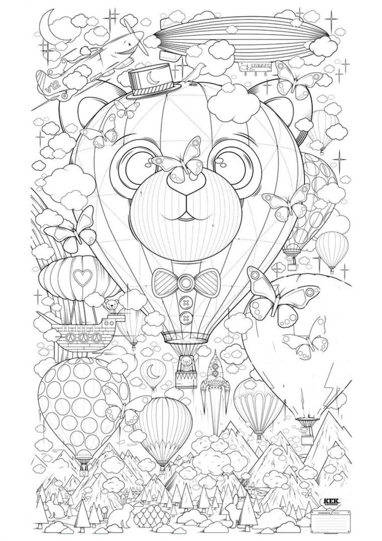 Free Coloring Page «Coloring-Adult-Hot-Air-Balloon-Zen intérieur Coloriage Anti Stress Adulte