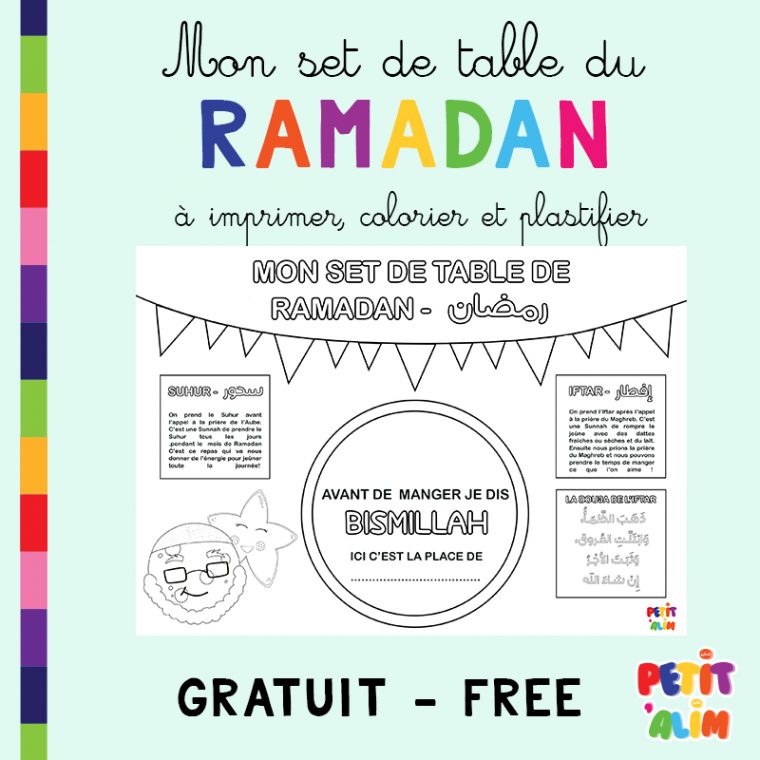 Freebies: Mon Set De Table Du Ramadan ! – Petit 'Alim concernant Coloriage Ramadan Imprimer
