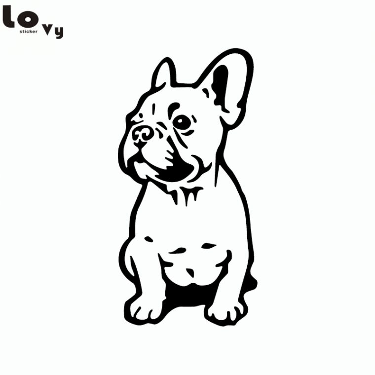 French Bulldog Silhouette Wall Sticker Cute Cartoon Pet dedans Dessin De Chien Facile Et Mignon