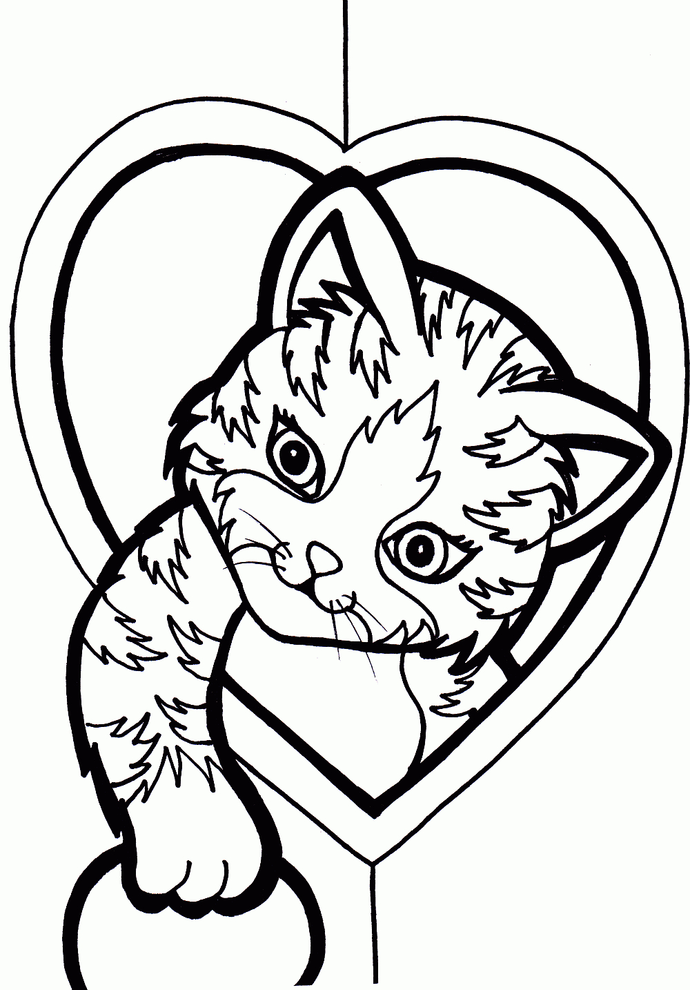 Génial Coloriage De Chat Avec Un Coeur | Haut Coloriage Hd intérieur Dessin De Nounours Avec Un Coeur