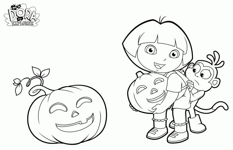 Gratuit Halloween Dora – Coloriage Halloween – Coloriages à Dessin A Colorier Dora