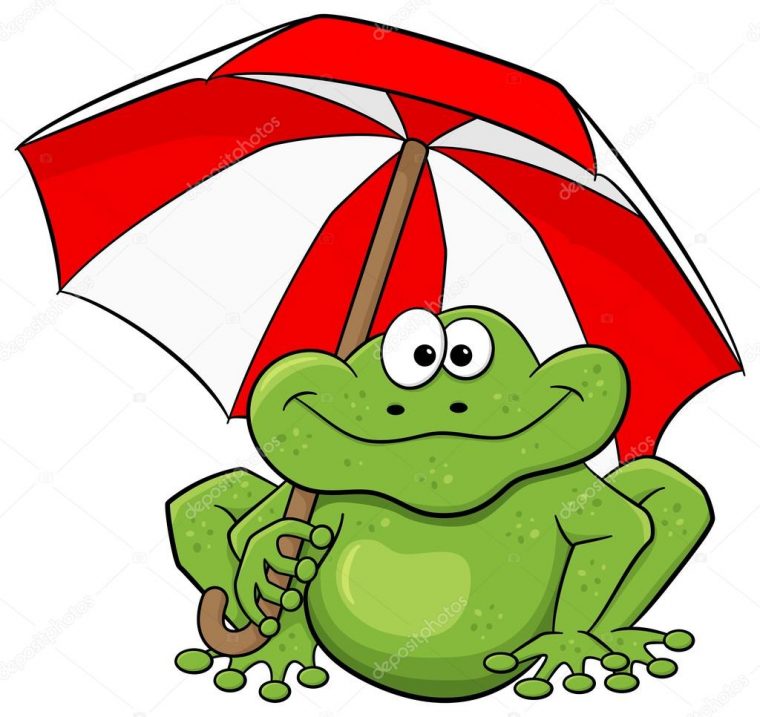 Grenouille De Dessin Animé Avec Parapluie — Image encequiconcerne Dessin Grenouille Verte