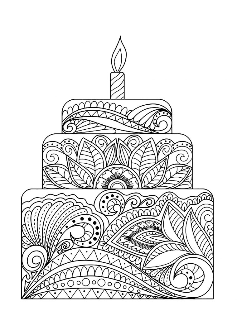 Gros Gâteau Fleuri – Cupcakes Et Gâteaux – Coloriages à Dessin Gateaux