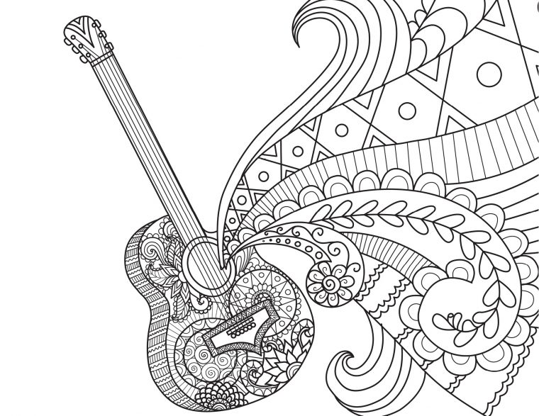 Guitare Disney Coco Movie Musique À Colorier Par Bimbimkha pour Coloriage Guitare