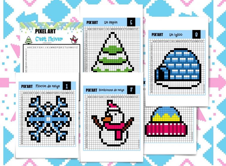 Hiver : 12 Modèles De Pixel Art À Télécharger Gratuitement tout Modele Pixel Art A Imprimer