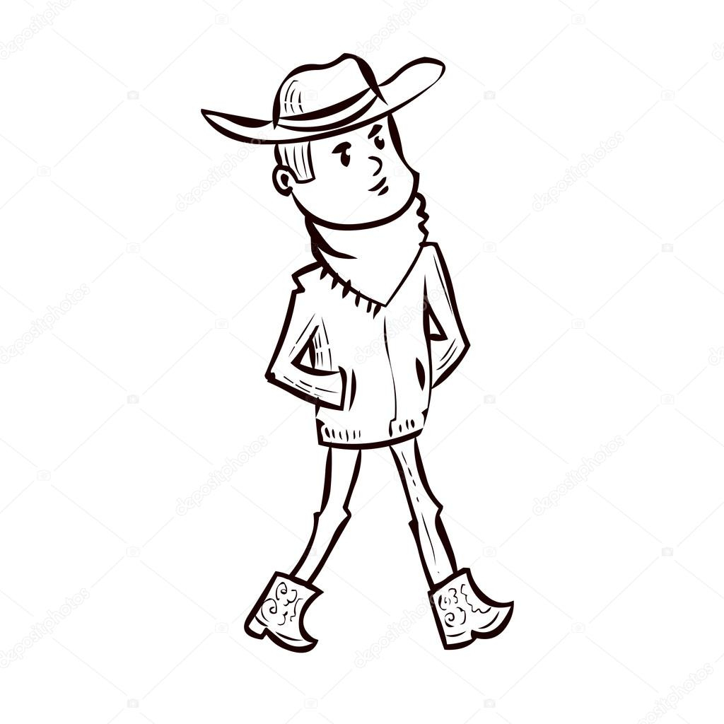 Homme Dans Un Chapeau De Cowboy Et Bottes — Image concernant Dessin Chapeau De Cowboy