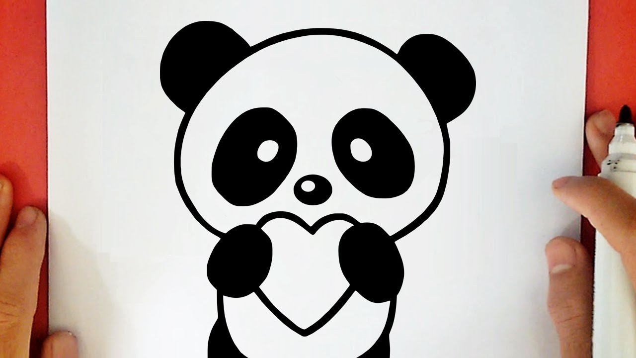 How To Draw A Cute Panda Holding A Heart - pour Dessin De Nounours Avec Un Coeur