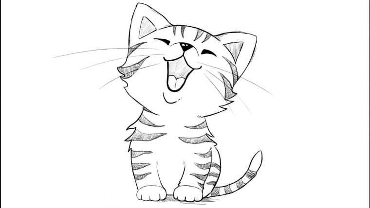 How To Draw A Yawning Kitten – destiné Dessin De Chat Simple