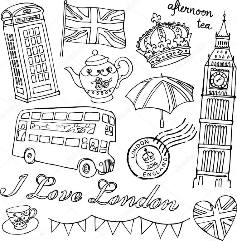 I Love London Icons — Stock Vector © Omw #64251627 tout Coloriage Angleterre