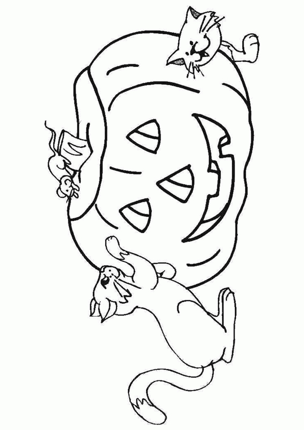 Illustration À Colorier D’une Citrouille S’amusant Avec serapportantà Coloriage Chat Et Souris