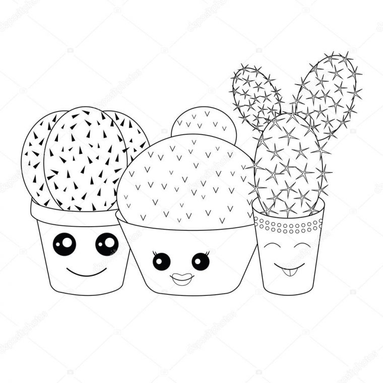 Illustration Vectorielle D'Une Icône De L'Alimentation pour Coloriage Cactus A Imprimer