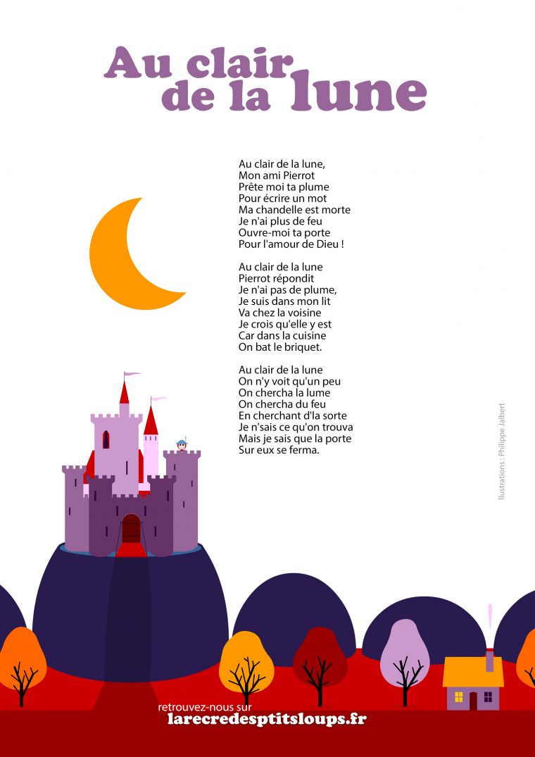 Imprimez Les Paroles De La Comptine Au Clair De La Lune destiné Comptine Parole Laine Des Moutons