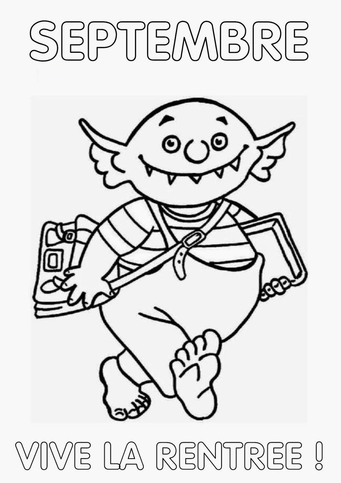 Intercalaire Classeur Ms La Rentrée | Petit Ogre à Coloriage Septembre