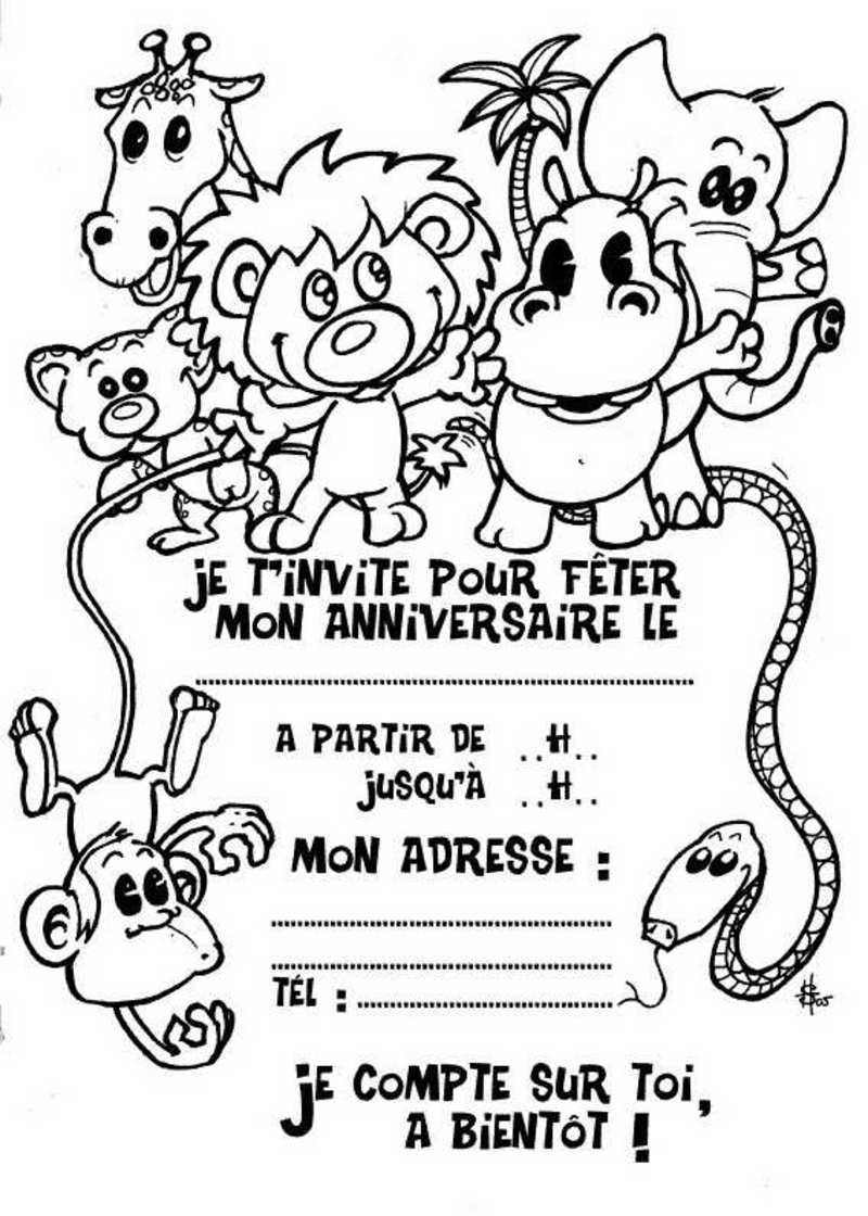 Invitations A Imprimer encequiconcerne Coloriage D Annimaux