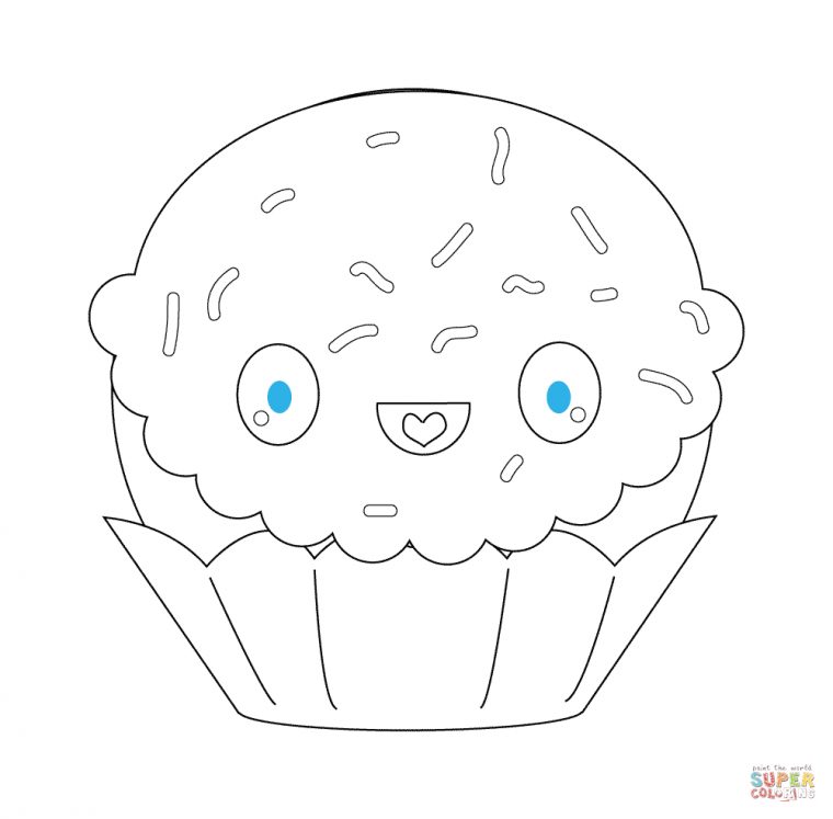 Kawaii Cupcake With Sparkles Coloring Page | Free à Coloriage De Cupcake