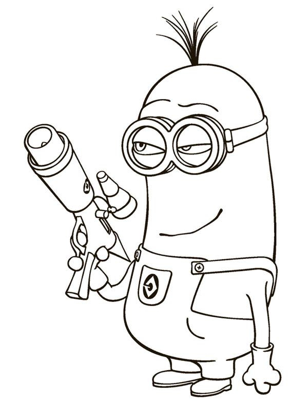Kevin The Minion And Laser Gun In Despicable Me Coloring à Coloriage Minion