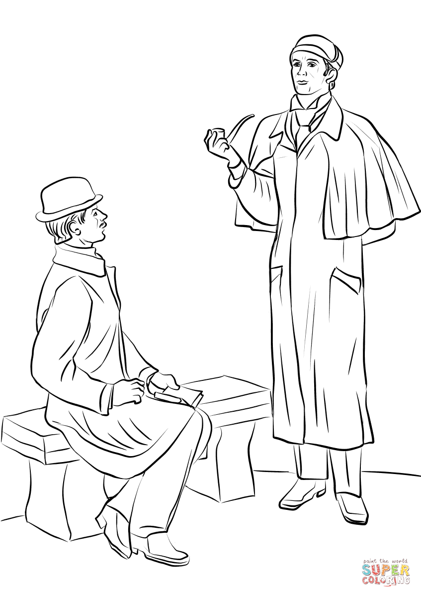 Kolorowanka Sherlock Holmes | Kolorowanki Dla Dzieci Do Druku destiné Dessin De Sherlock Holmes