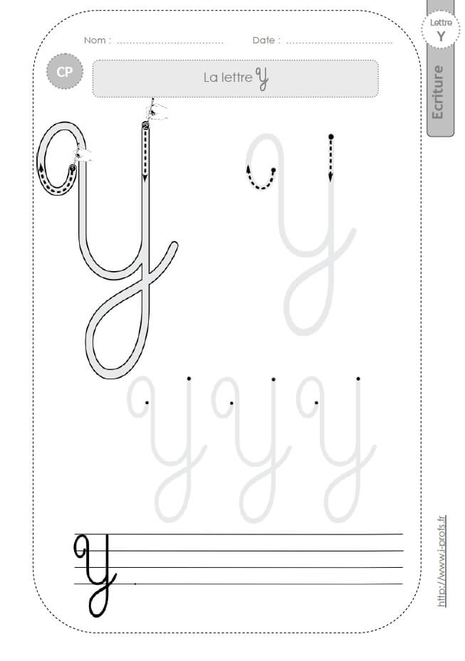 La Lettre Y Majuscule Au Cp:fiches D'Ecriture. Modèles D encequiconcerne Lettre En Cursive Majuscule