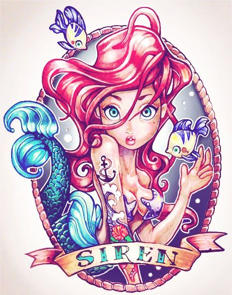 La Petite Sirène | Cartoon Tattoos, Disney Princess Tattoo à Coloriage De Toute Les Princesse