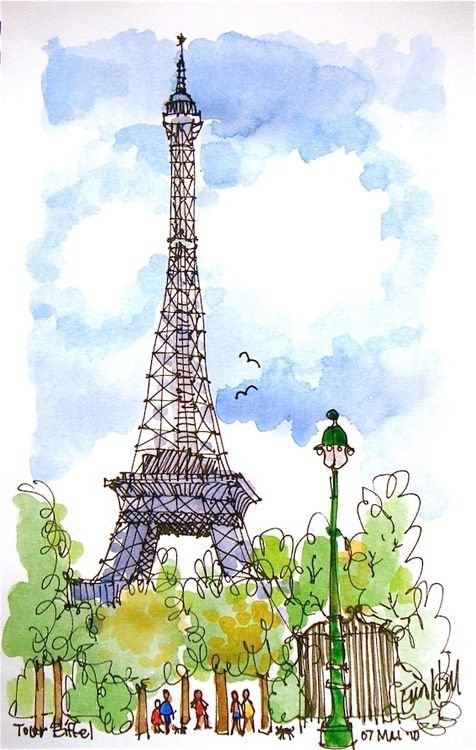 La Tour Eiffel | Ilustracion Acuarela, Arte De Acuarela pour Tour Effel Dessin