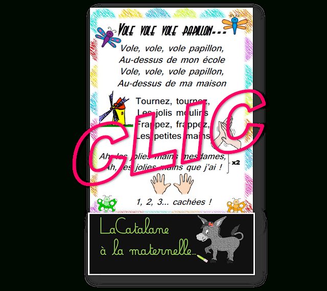Lacatalane À La Maternelle: Comptine : "Vole Vole Vole avec Comptine Papillon Lacatalane À La Maternelle: Comptine : "Vole Vole Vole avec Comptine Papillon