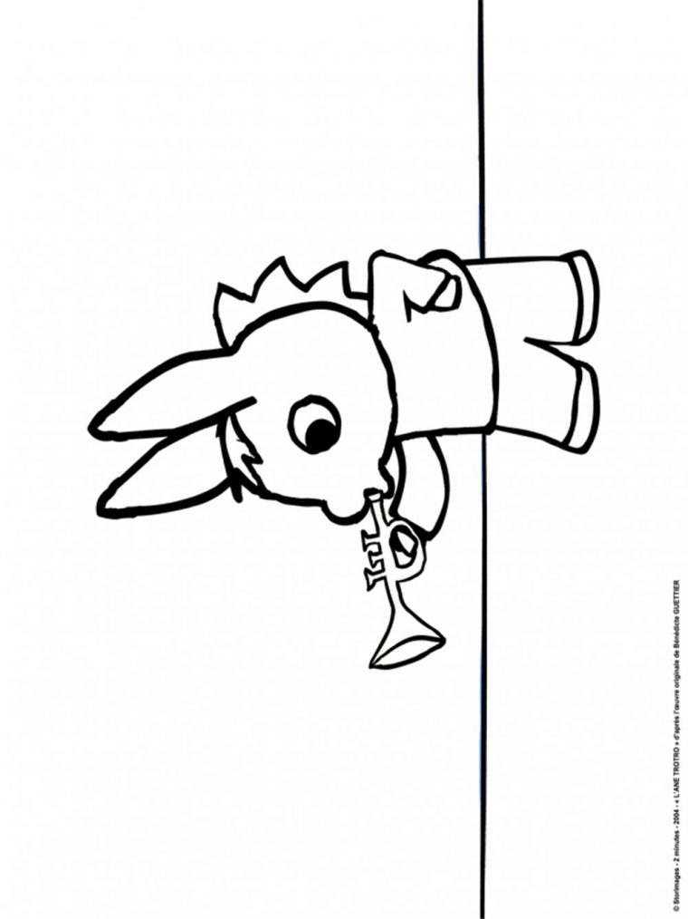 L'Ane Trotro Joue De La Trompette En Coloriage À Imprimer pour Trotro Dessin Anim?