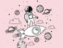 L'Astronaute Dessine Avec Une Fusée Et Des Planètes tout Dessin Uranus
