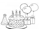 Le Gâteau D'Anniversaire Et Les Ballons En Coloriage À serapportantà Dessin D Anniversaire À Imprimer