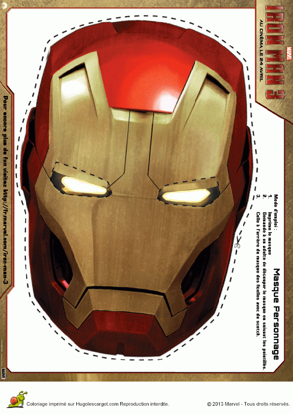 Le Masque D’iron Man À Imprimer Et À Découper Pour pour Coloriage Iron Man À Imprimer